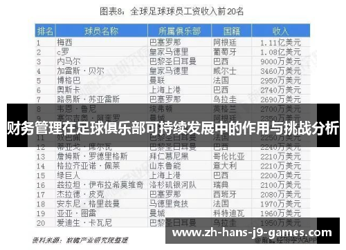 财务管理在足球俱乐部可持续发展中的作用与挑战分析 财务管理在足球俱乐部可持续发展中的作用与挑战分析