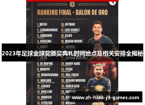 2023年足球金球奖颁奖典礼时间地点及相关安排全揭秘